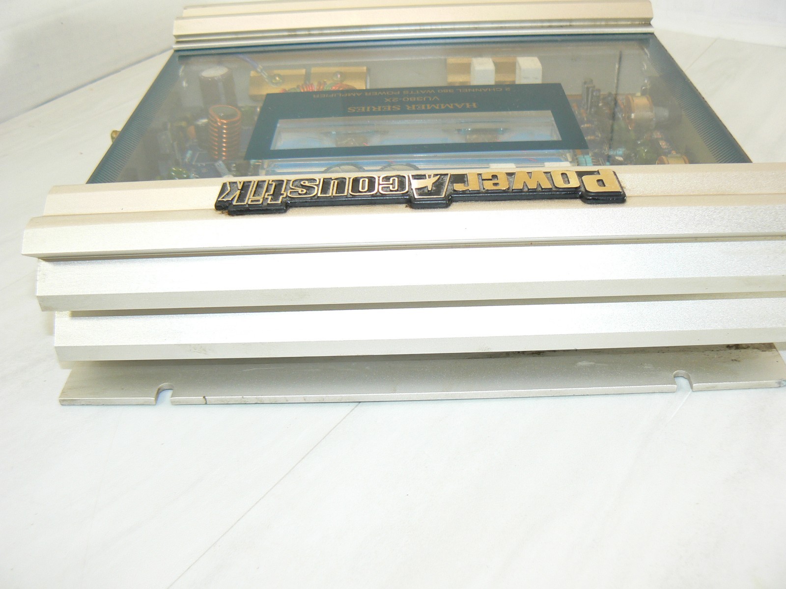 380 Watts 2 Ch Power Acoustik Amplifier VU380-2X Glass See Through Hammer Series