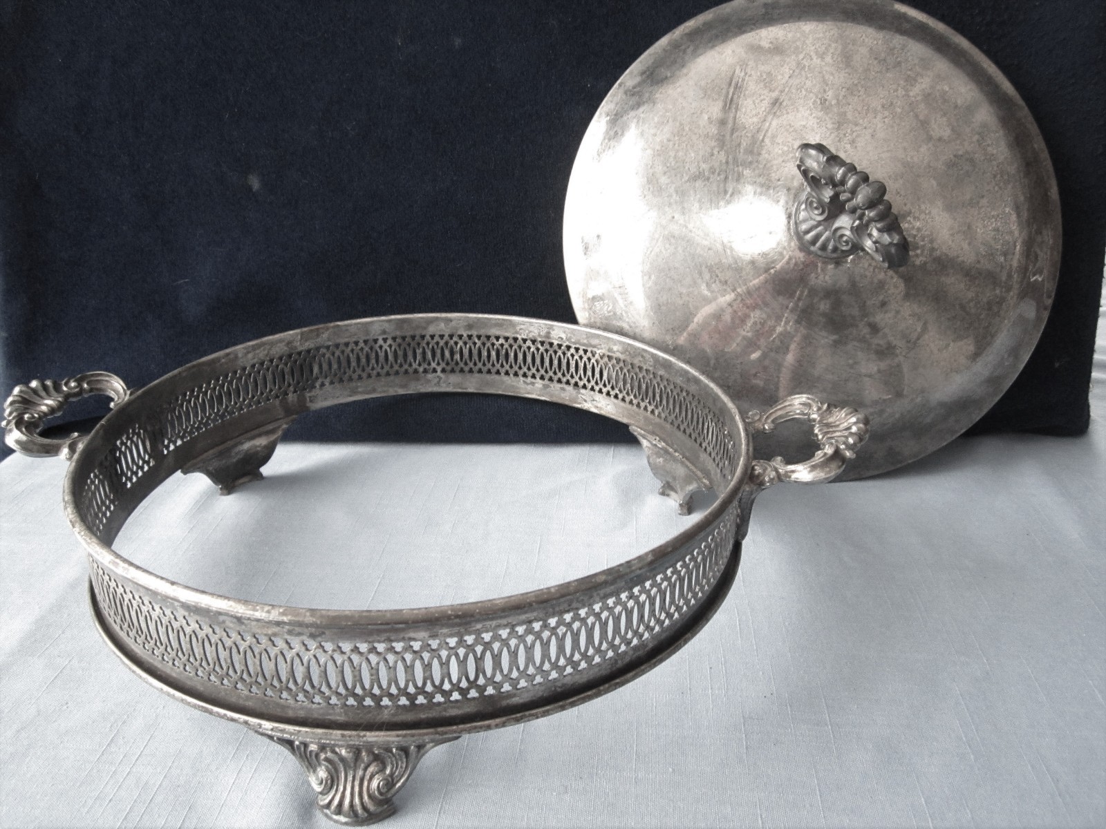 Silverplate Vintage Covered Casserole Cradle Server Victorian Silver Plated