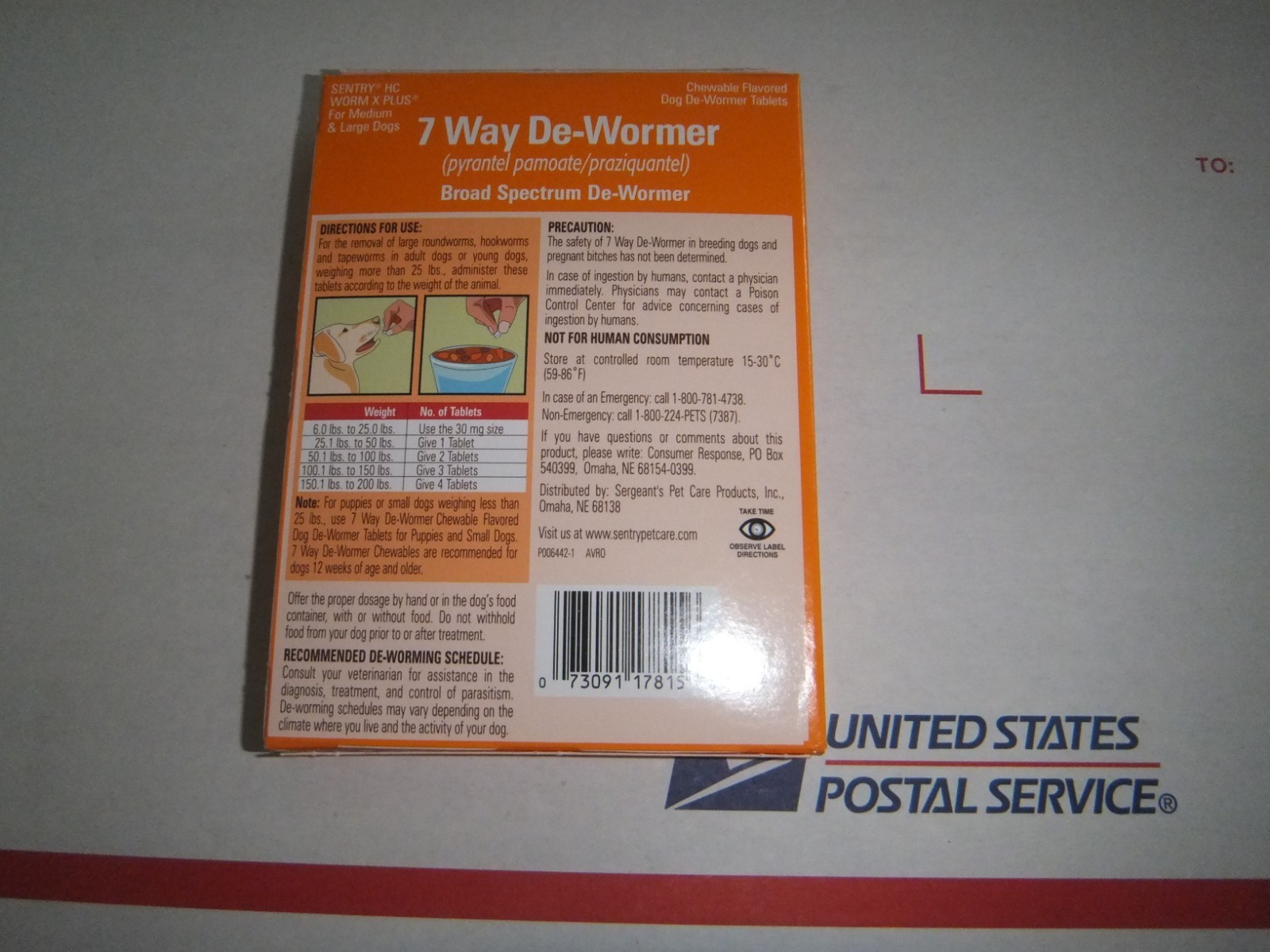 Sentry Worm X Plus for Large Dogs 7 Way De- Wormer 6 Chewables