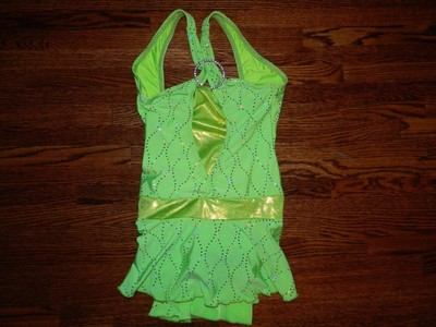 Girl's Ice Skating Dress Green w/Silver Size Large