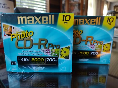 Set 2 Maxell Photo CD-Rpro Recordable Playback 20  CD's HD, Cases NEW 700MB 48X