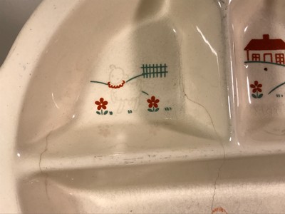 1947 Dutch Excello Ceramic Baby Food Dish Warming Bowl