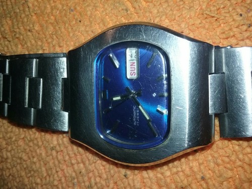 Vintg Seiko DX Automatic 17 Jewels 6106-5469 Blue Face