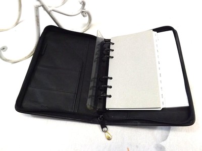 ROLFS TAPESTRY STYLE Size 6-rings Binder Planner Zip Around BLACK Medium