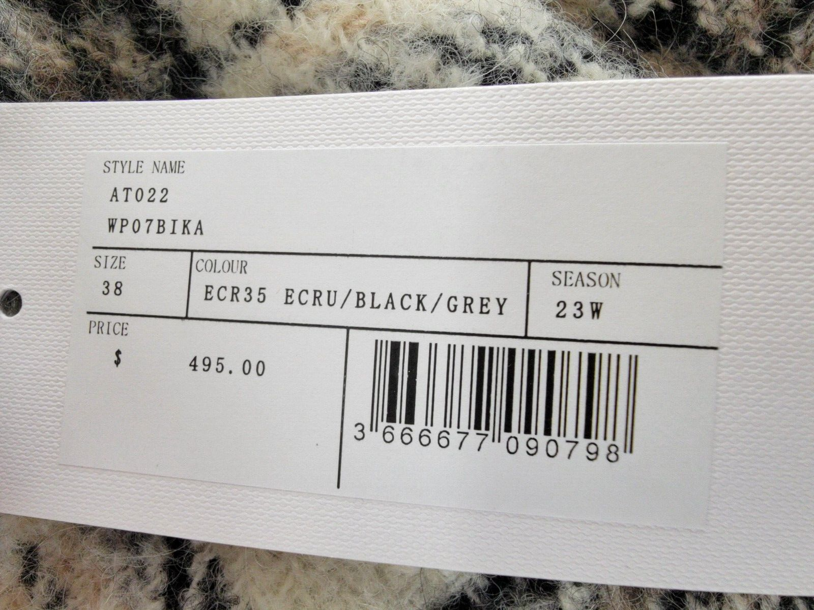 Pre-owned Iro Bika Partial Zip Wool Blend Sweater Women's 38 Ecru Multi Plaid Long Sleeve In White