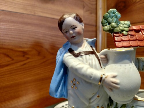 BOY & GOOSE BISQUE PORCELAIN WKG # 4347 FIGURINE MADE IN GERMANY