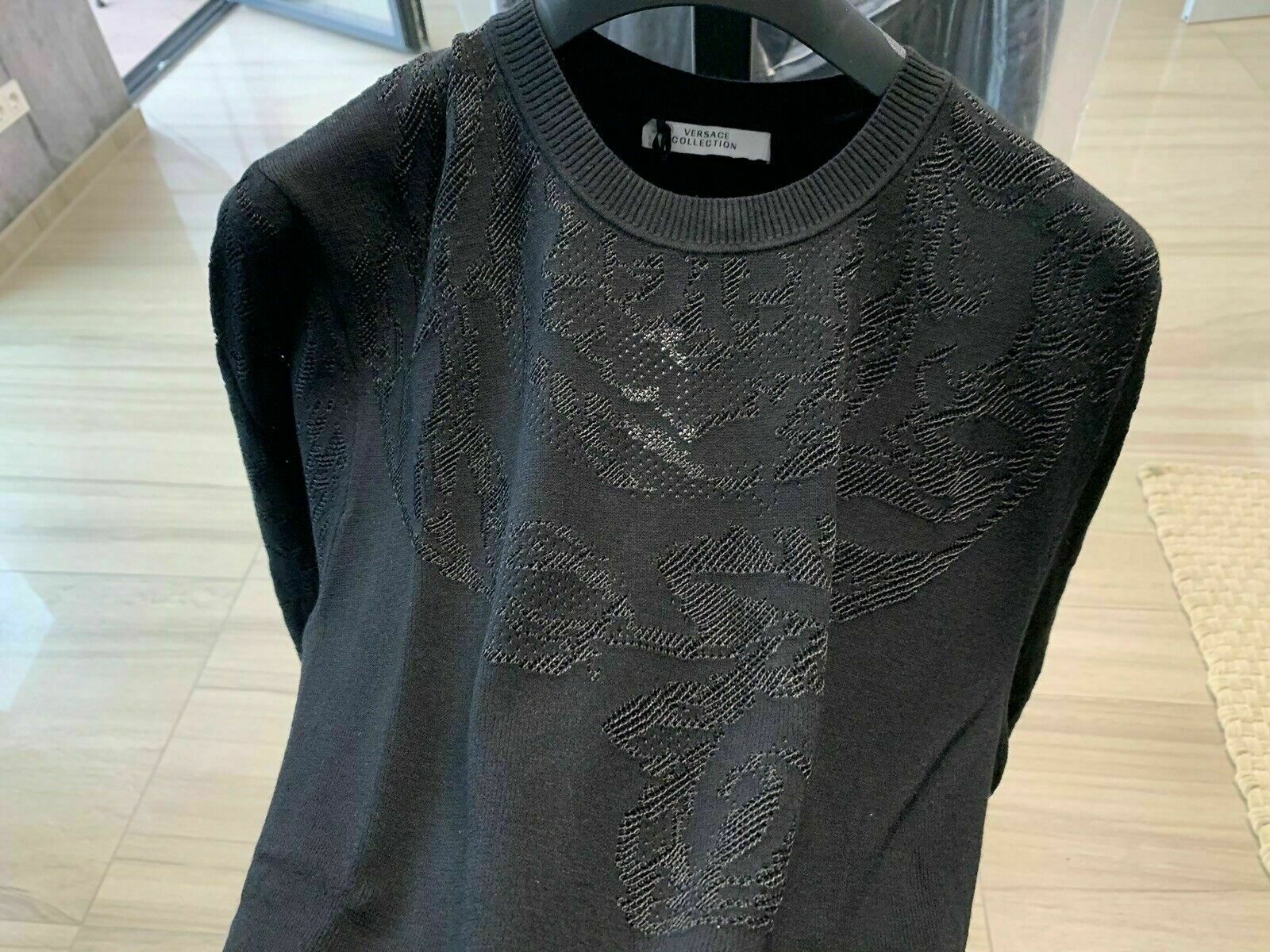 Pre-owned Versace Collection Iconic Logo Knitwear Strickpullover Jumper Pullover Xs In Black