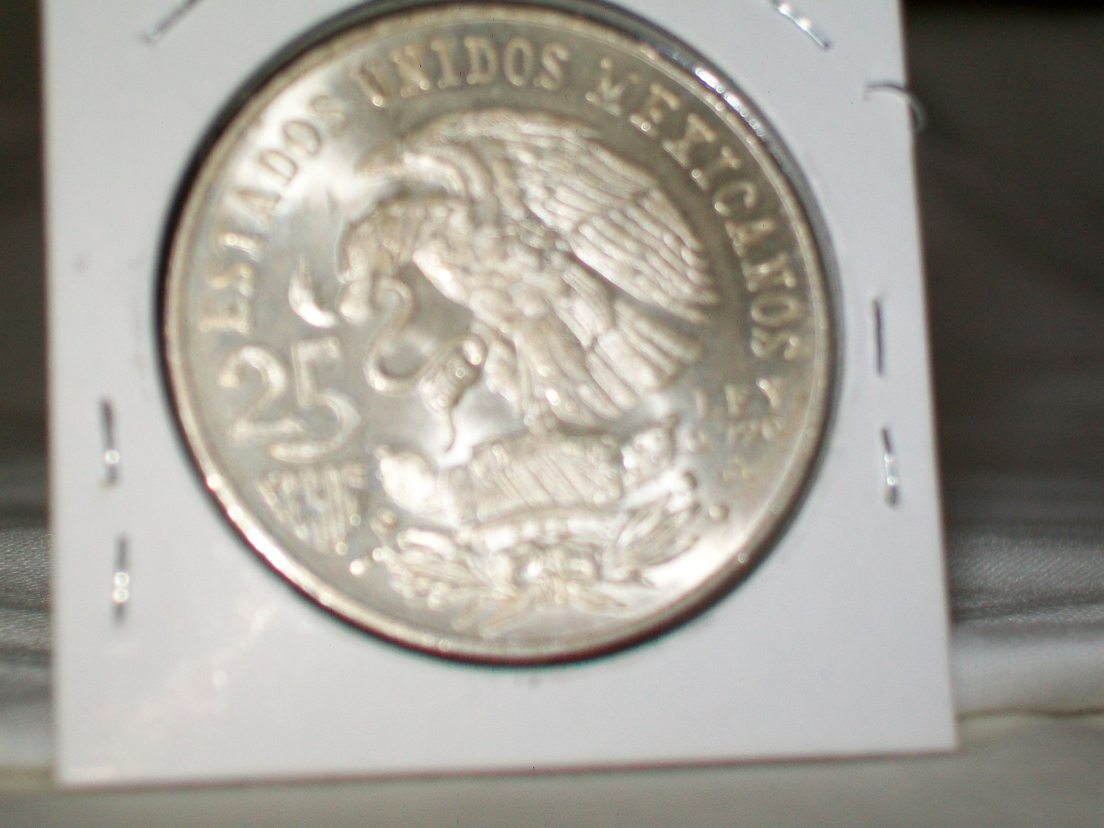 1968 MEXICO Silver (22.5g.,.720 Silver) 25 Pesos  -Olympics Rings UNC.
