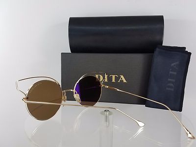 Pre-owned Dita Brand Authentic  Sunglasses Believer 23008-b-tan-gld-52mm Gold Frame In Mirrored Gold Refection