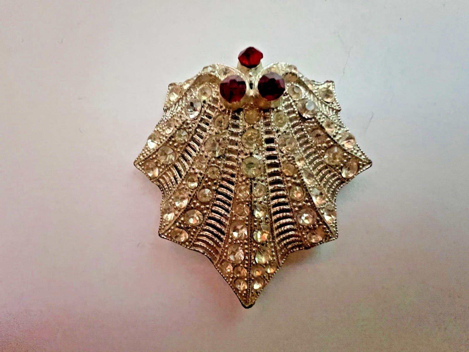 Vintage Red And Clear Rhinestone Fur Clip Brooch | eBay