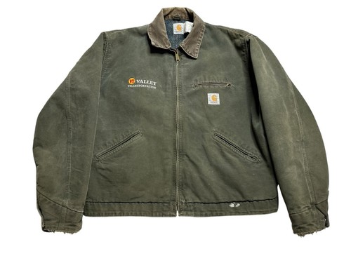 97年製 Carhartt Detroit Jacket Mos Green J97 Carhart Detroit Moss Green Jacket - Retro Streetwear