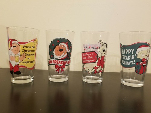 Set of 4 Family Guy Pint Beer Glasses Novelty Cartoons