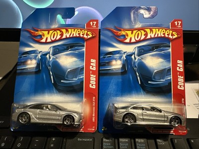 Lot X2 Hot Wheels 2007 Code Car #101 AMG Mercedes CLK DTM Metallic Silver w/ Pr5