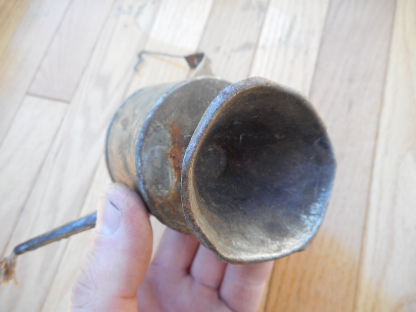 Antique Tin Soldered Mining Miner's Lamp Light Table Small Oil Kerosene