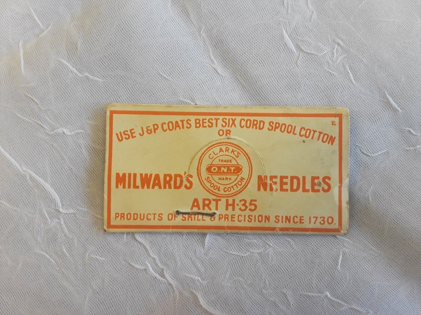 Vintage Milward's Thread Card 5/10 Crewel Embroidery Needles Advertising England