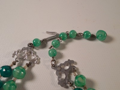 Costume Jewelry Green Plastic Necklace Double Strand