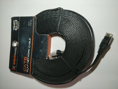 Blackweb BWA15H0117 Flat CAT6 Network Cable, 25 Feet 