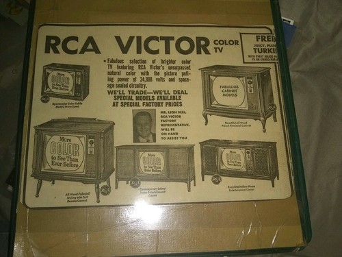 Vintage RCA VICTOR Color Television Advertisement Blk&Wht - Laminated - Original