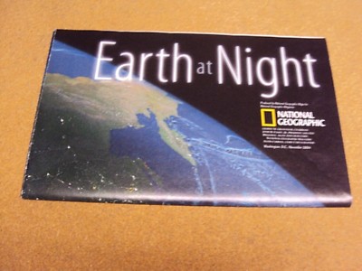 National Geographic November 2004 Wall Map Earth At Night by Satellite+World Map