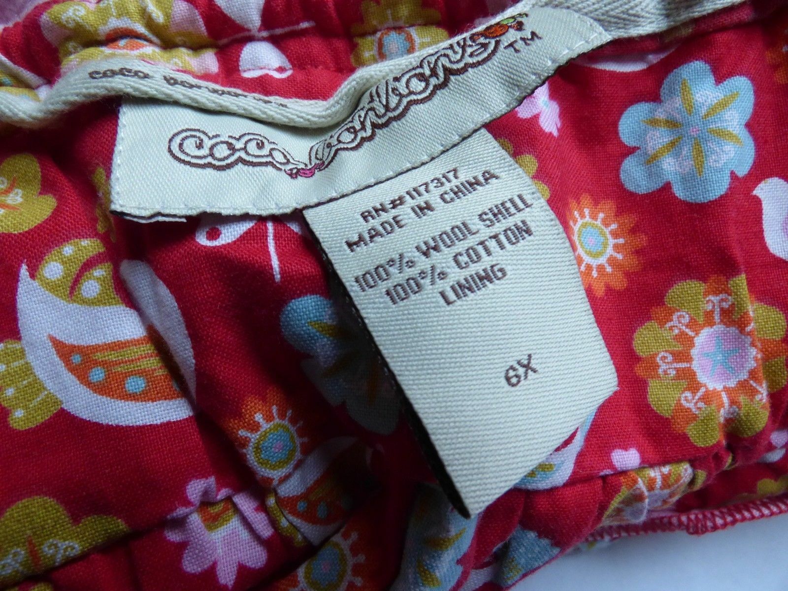 COCO BONBONS Chasing Fireflies Bird Pink Red Cotton Lou Lou Top Wool Skirt sz 6X