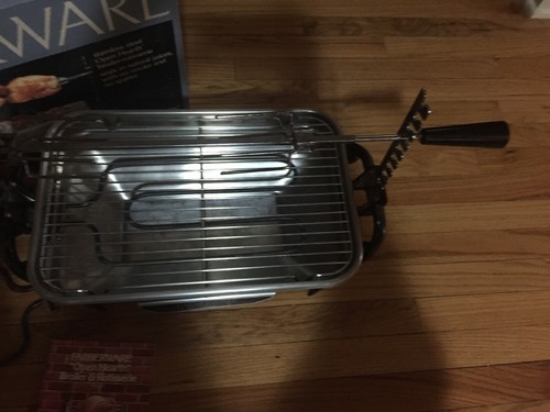 EUC Vtg Faberware Open Hearth Electric Broiler Rotisserie Grill 455N W/Box