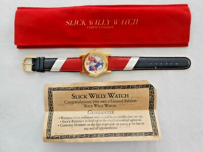 Bill Clinton Slick Willy Watch Limited Edition 1993 S. Baker Genuine Leather