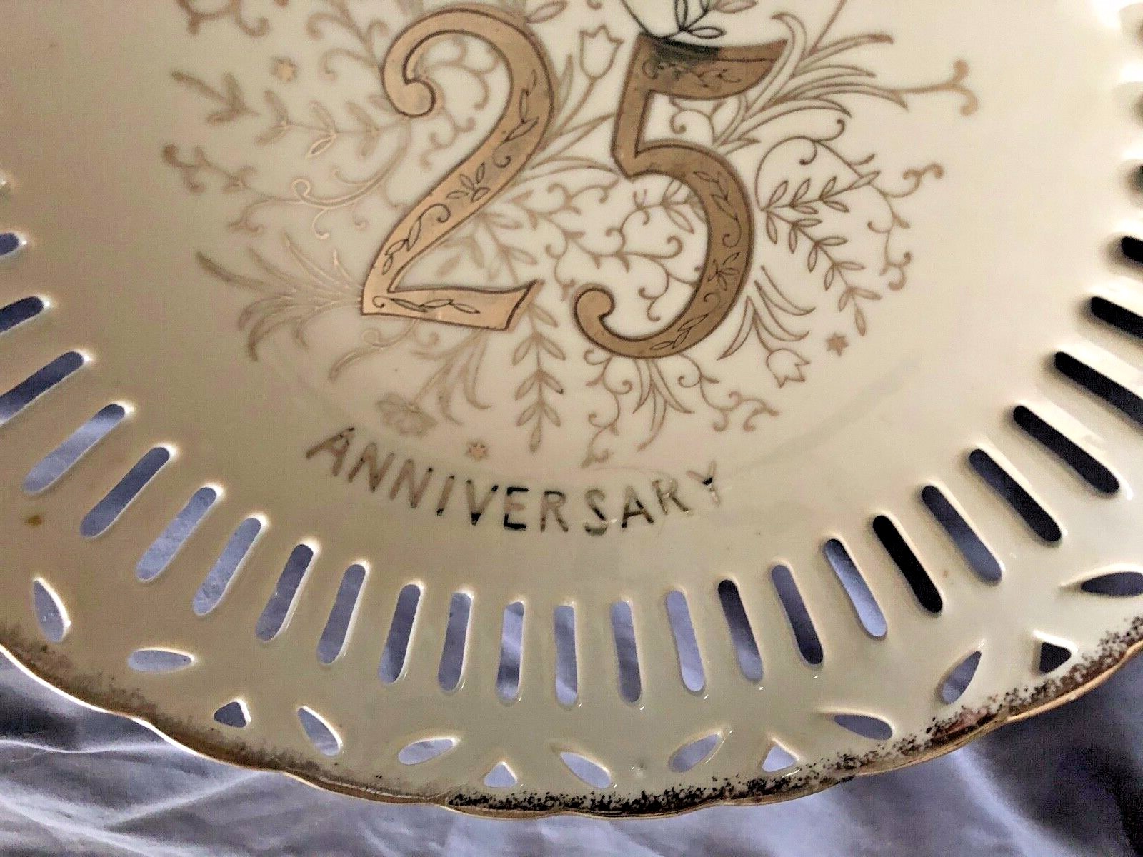 VINTAGE 25th SILVER WEDDING ANNIVERSARY 9 1/2