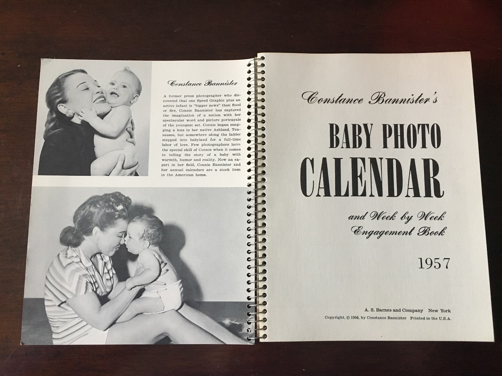 Proof Copy of Constance Bannister's 1957 Baby Photo Calendar Engagement Book