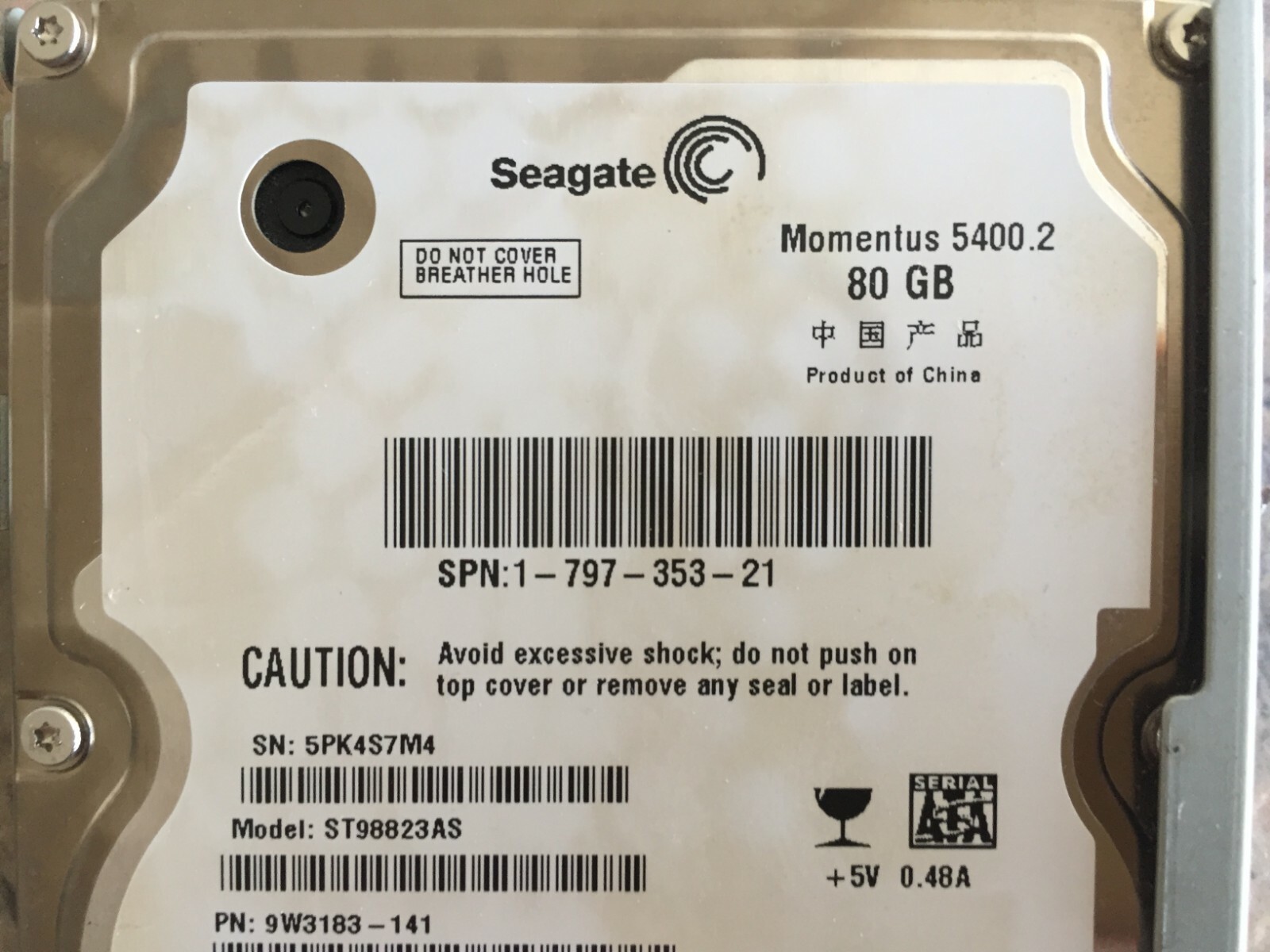 Sony Playstation 3 Seagate 80 GB hard drive includes Caddy 5400.2    7A