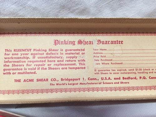 Kleencut Vintage Pinking Shears Scissors With Original Box, Sewing Tool Notions