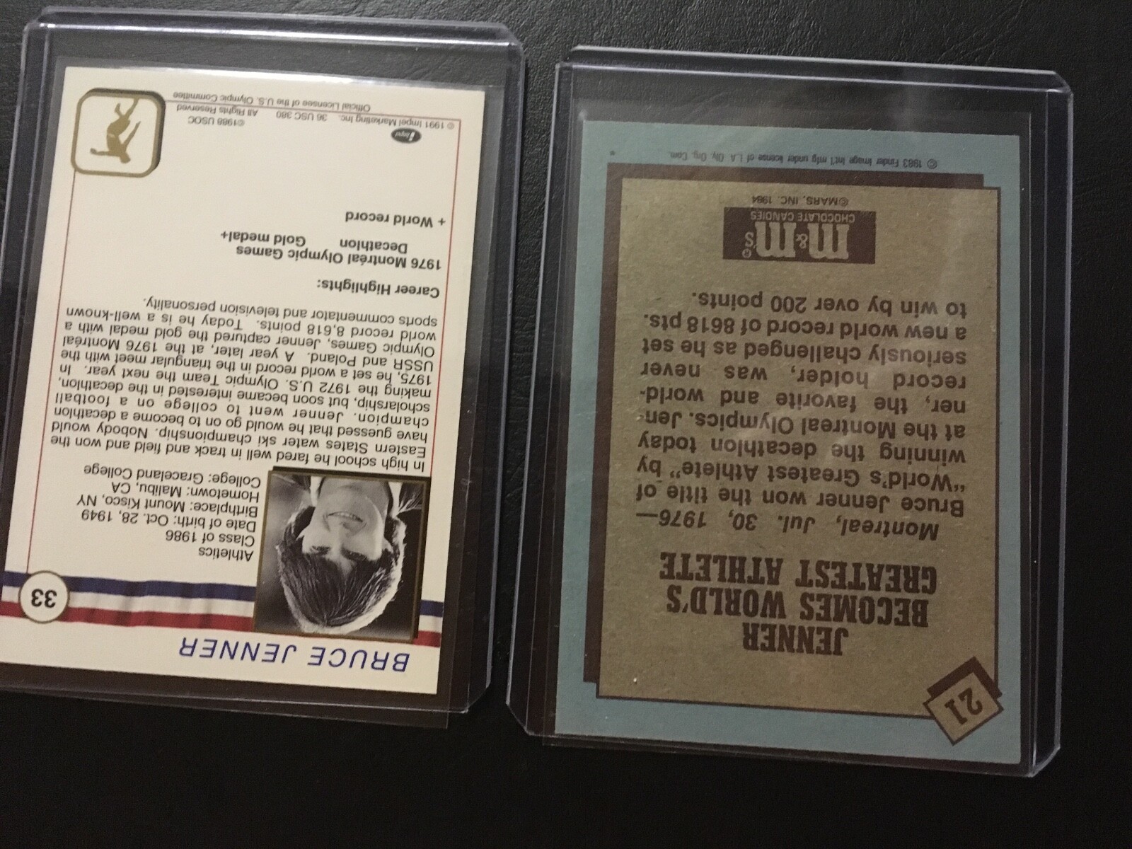 Bruce Jenner Lot 2 1983 M & M Olympic Heroes Impel Hall of Fame High Grade