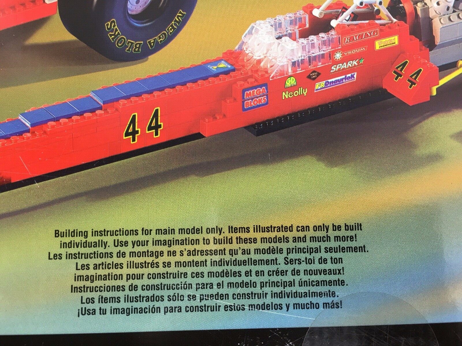 Mega Bloks Dragster Model Directions Building Blocks 9754 Box Pro Builder Series