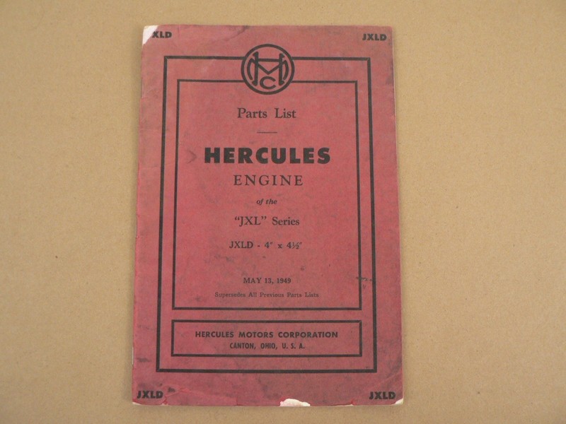 Hercules Motors Corporation Canton Ohio Parts List Engine JXL