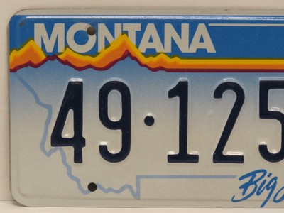 Single Montana License Plate 49-1256C, Embossed 