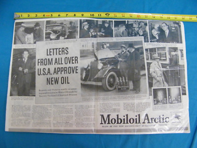 Vintage 1935 Mobil Oil Arctic News Paper Advertising