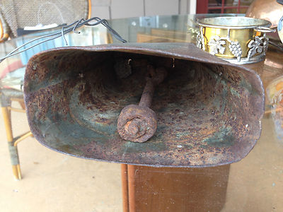 Vintage LARGE hand forged iron cow bell with handmade clapper