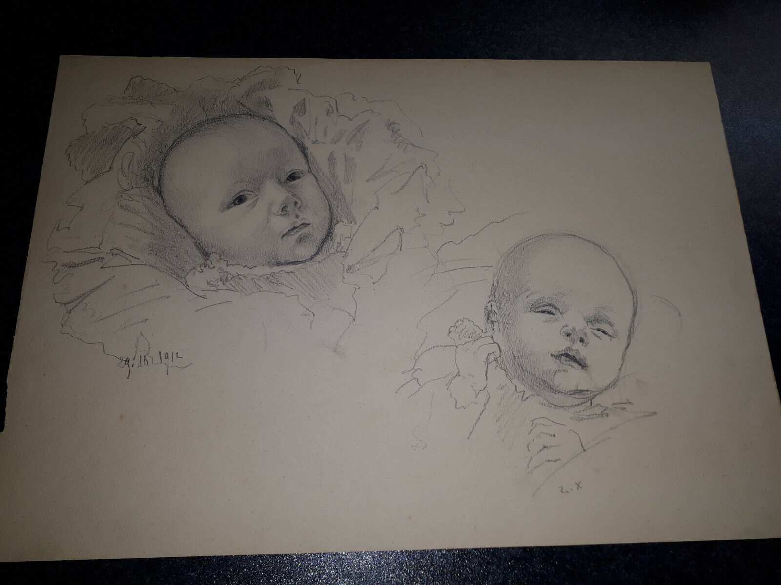 Zeichnung Baby von 1912 Kind Kleinkind