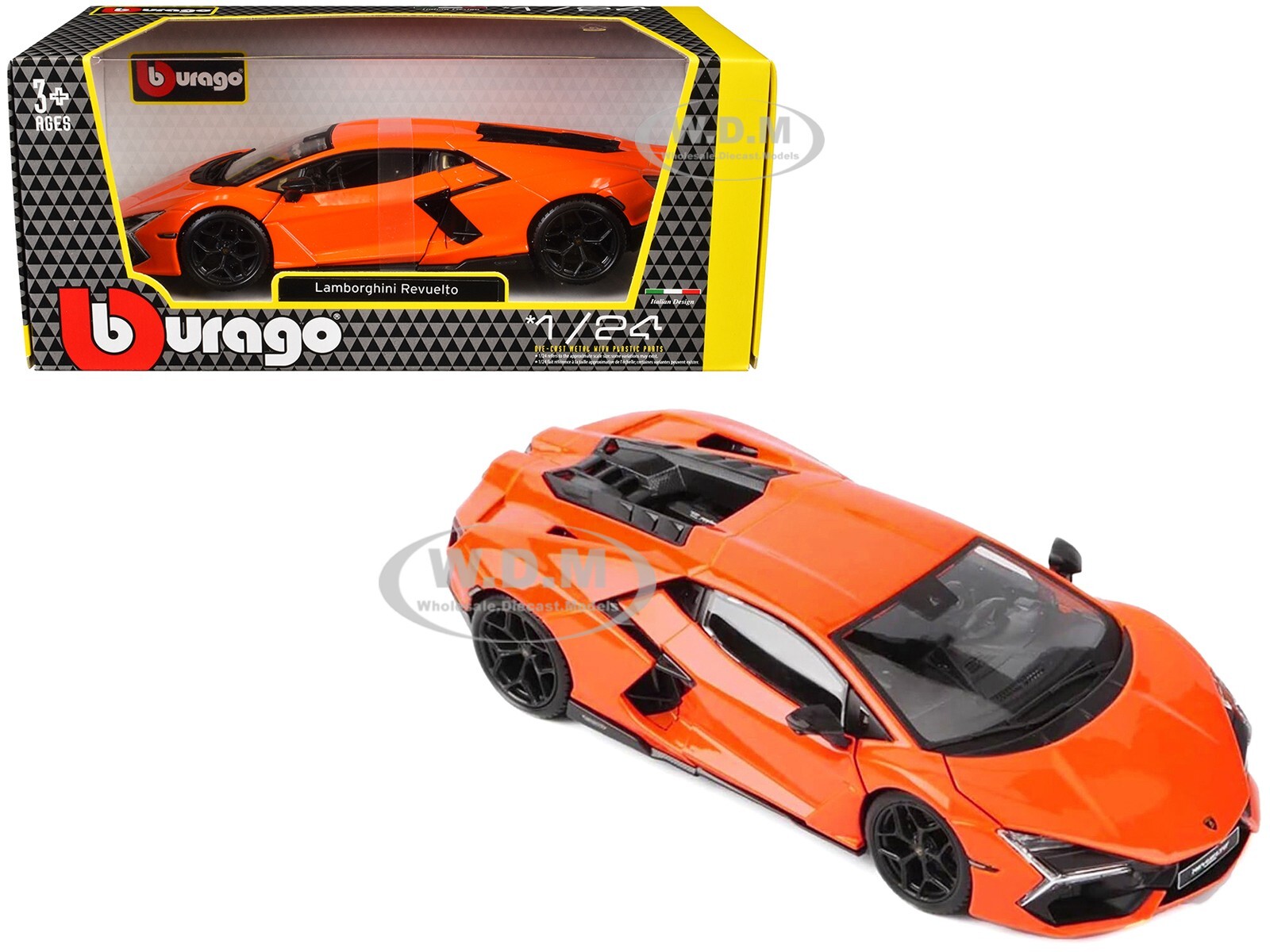 LAMBORGHINI REVUELTO ORANGE 1/24 DIECAST MODEL CAR BY