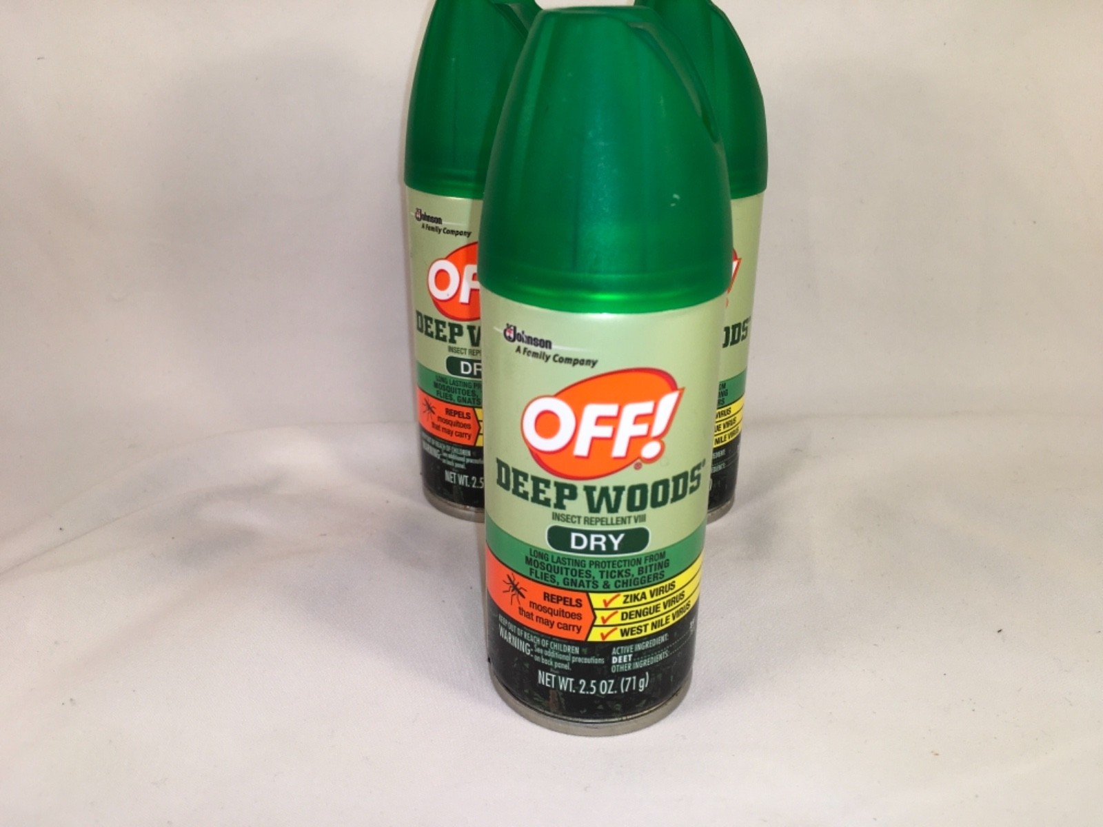 Lot (3) Off Deep Woods Dry Insect Repellent 2.5 oz Travel Size Bug Spray w/ Deet