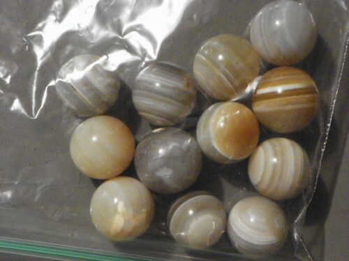 Banded Agate Marbles Bulls Eye  2 of 3/4 inch to 7/8 inch Vintage Natural Stone