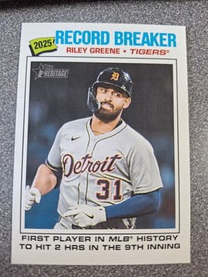 2026 Topps Heritage #234 Riley Greene Record Breaker