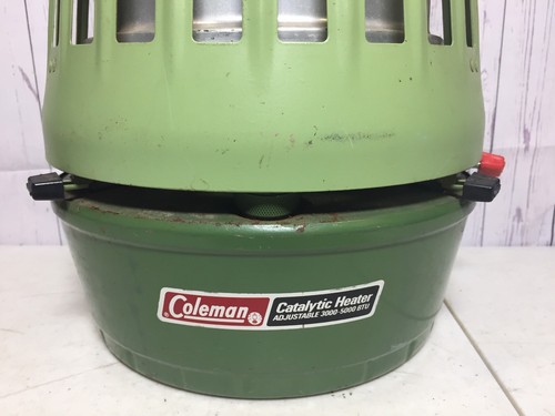 Vintage Coleman Catalytic Heater 3000-5000 BTU USA Made 1974 Green Camping