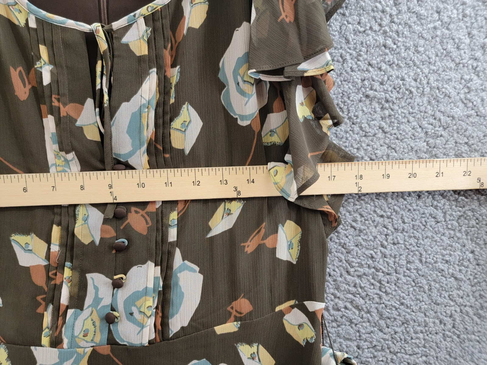 Lauren Ralph Lauren Petite Floral Flutter-Sleeve Dress Women's 10P Brown Multi - Picture 5 of 17
