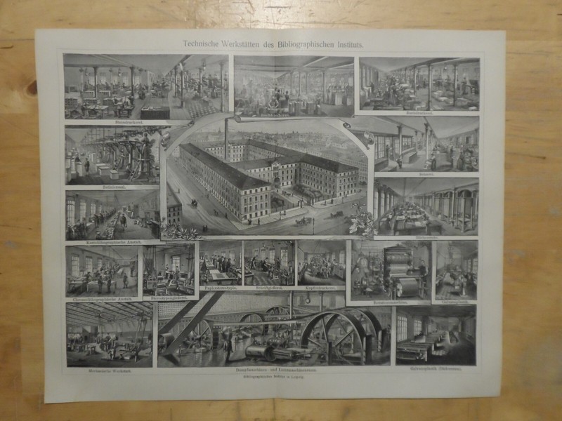 Orig.(1908) Holzstich Technische WerkstäTten Bibliographischen Instituts (N14)