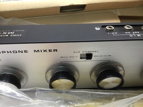 SONY Stereo Microphone Mixer MX - 6S Aux Channel NOS Silver Face Control