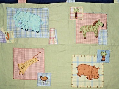 Kidsline Malawi Crib Skirt Valence (2) Jungle Safari Animals Green Nursery Set