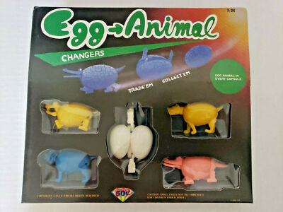 Vintage 5 Egg Animal Changers Transformers 1986 Store Vending Display Box