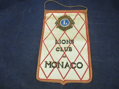 Vintage Lions Club International Banner Flag Monaco French Riviera 