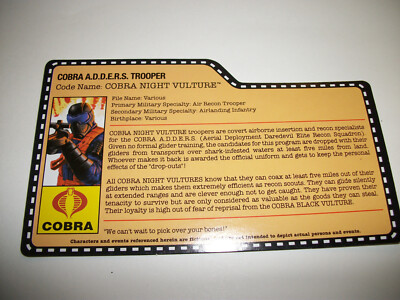 GI Joe 25th Club/Convention Exclusive FSS File Card Cobra Night Vulture