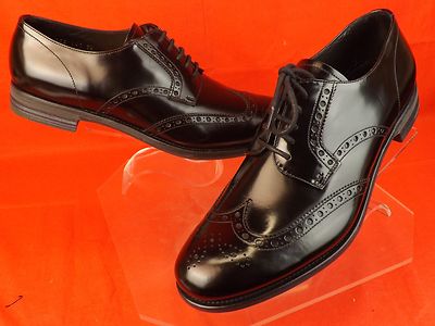 Pre-owned Prada 2ee061 Black Patent Leather Lace Up Wingtip Perforated Oxfords 10 11